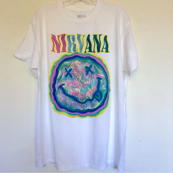 Nirvana Smiley Face Nevermind T Shirt - Picture 4 of 4